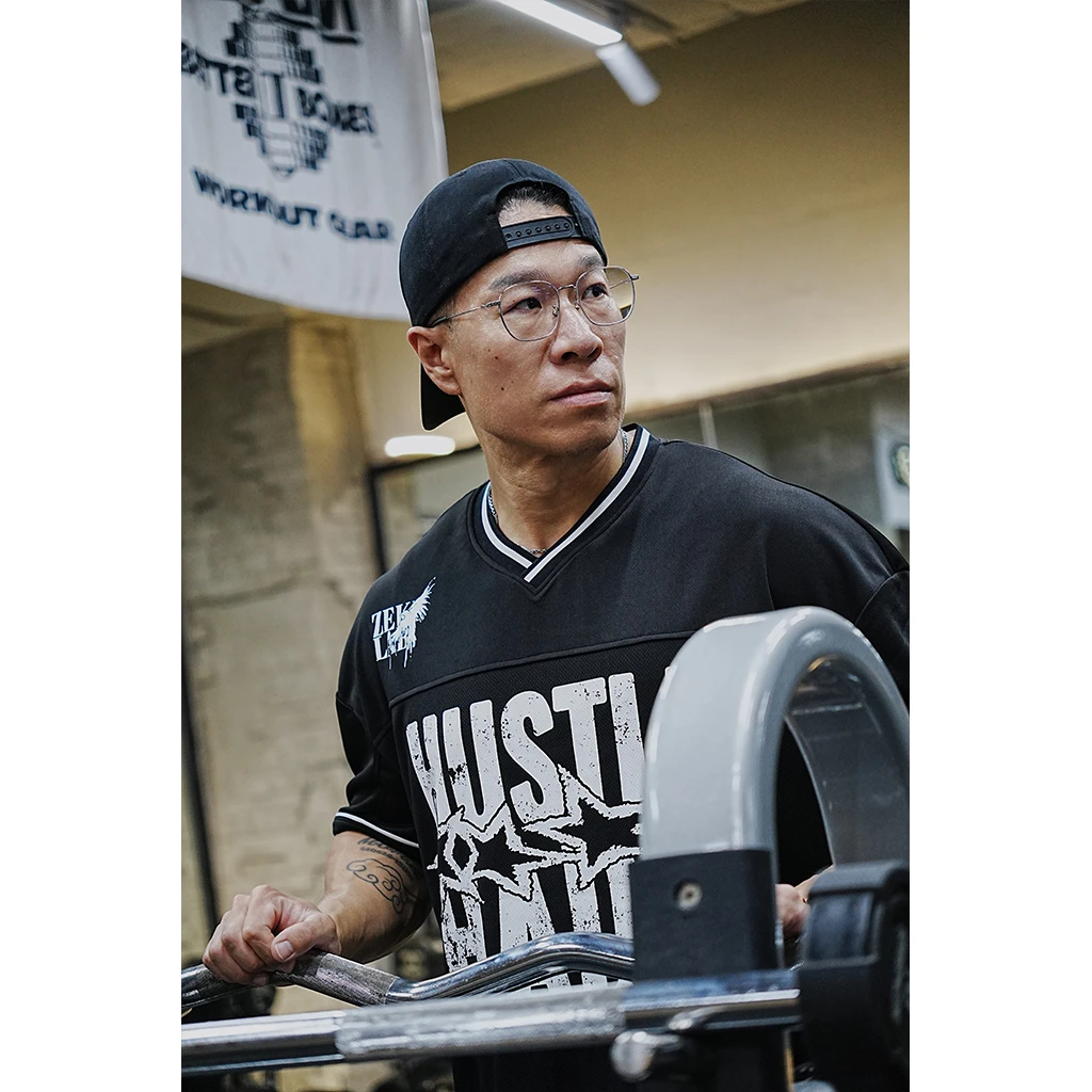 ZEKE LAB「Hustle」短宽廓形美式网眼拼接球衣男女休闲运动健身短袖