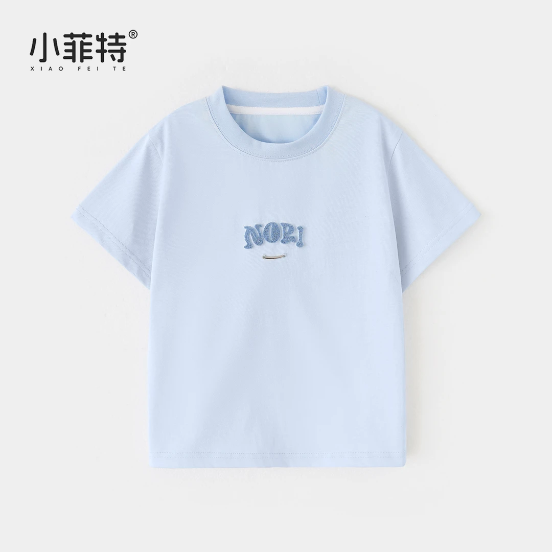 【小菲特】字母花圆领t恤女童夏季儿童洋气百搭短袖上衣YNYX50533