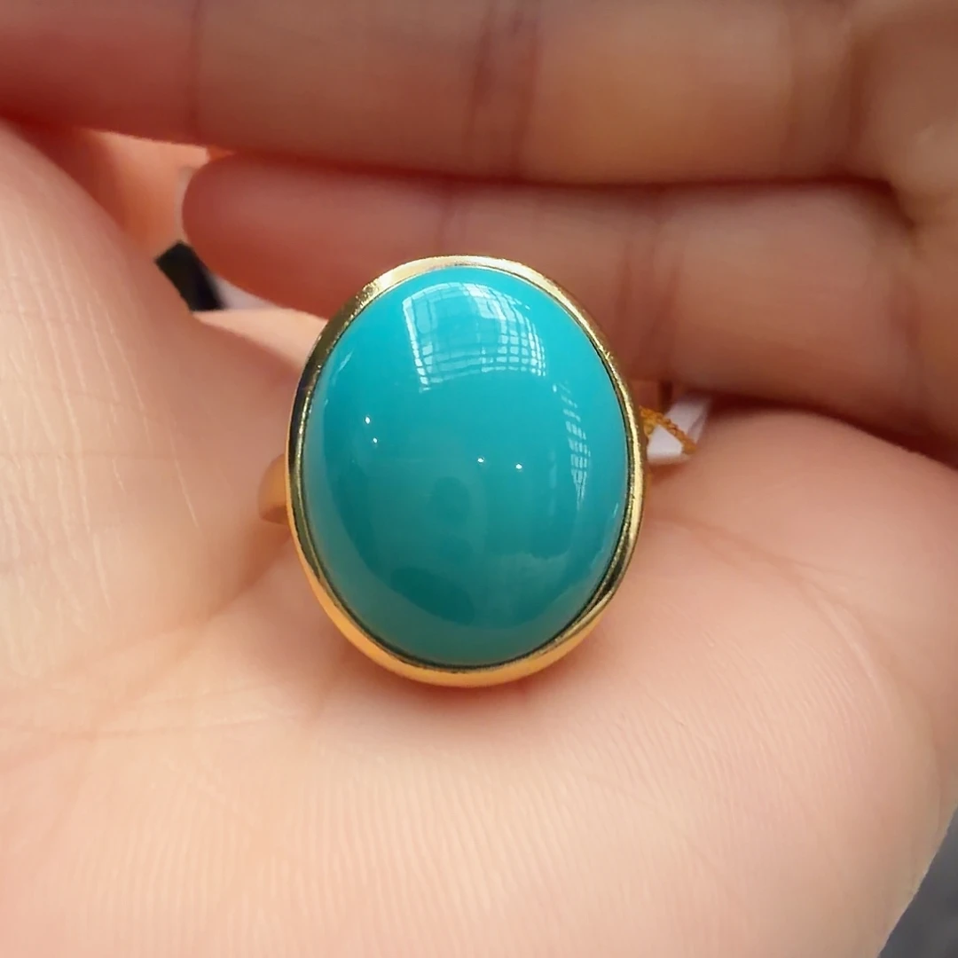 绿松石银S925镶嵌戒指