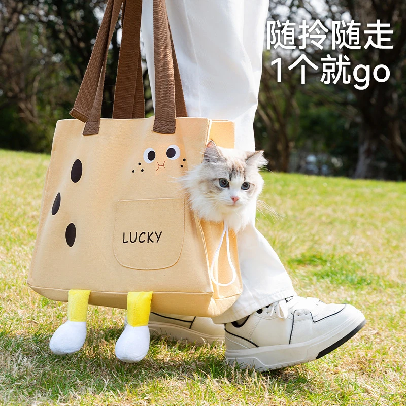 探头包带外出帆布便携背包可调节双肩猫大容量斜挎宠物出行曲适合