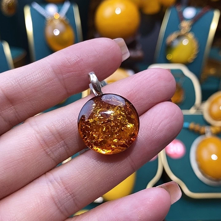 琥珀（花珀）颈饰银S925镶嵌