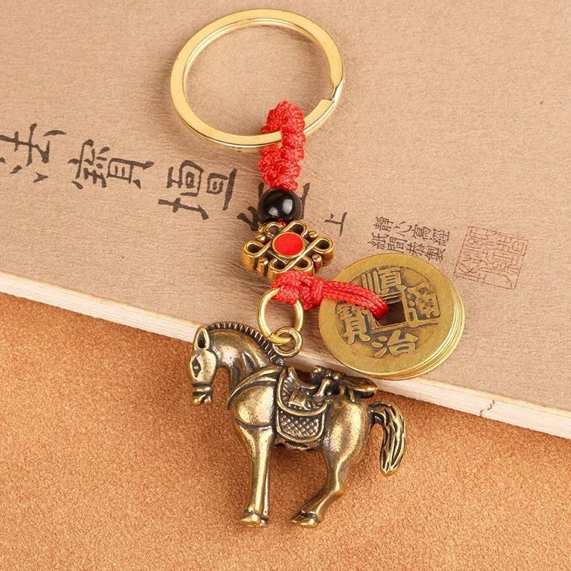 黄铜麻将神器马上赢钱挂件五帝钱必赢马上有钱汽车钥匙扣挂饰挂件