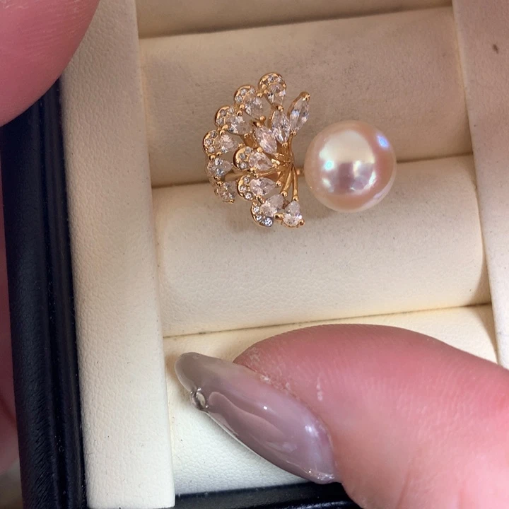 银S925镶嵌戒指海水珍珠