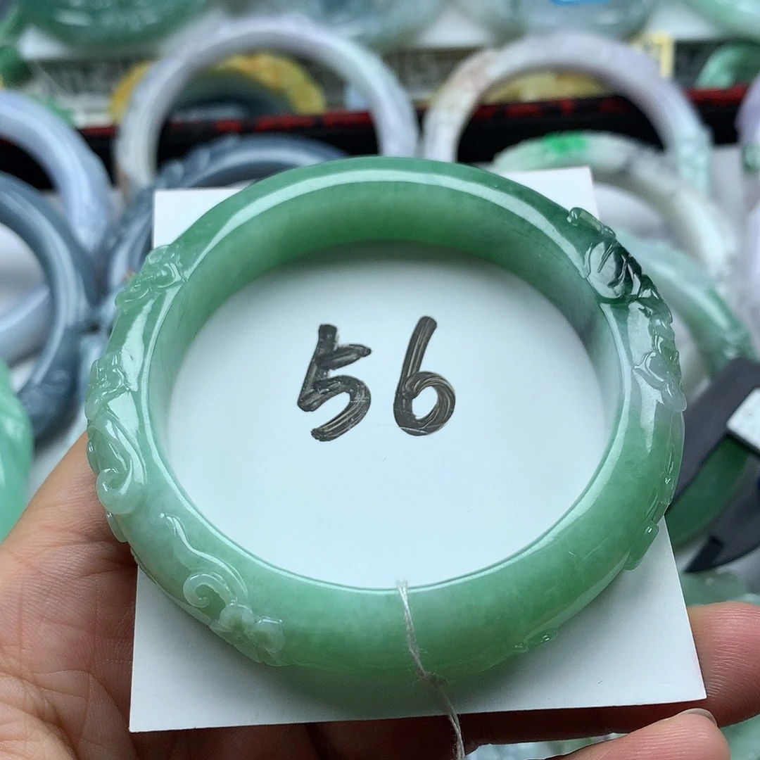 翡翠未镶嵌手镯复古风格56.6