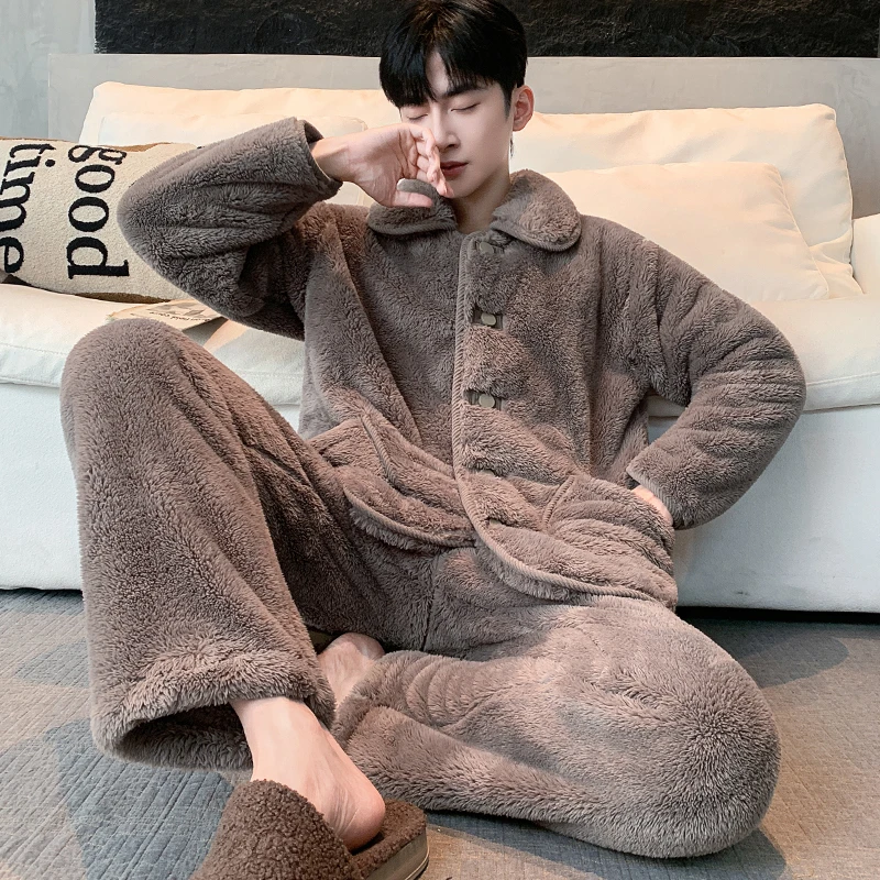 【柔软舒适】秋冬上新款雪花绒家居服睡衣可外穿加绒加厚法兰绒套装
