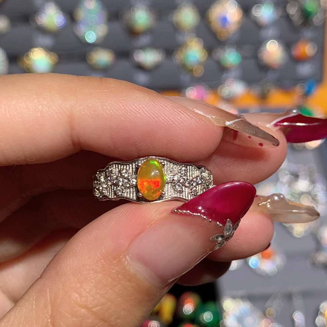 欧泊银S925镶嵌欧泊戒指y