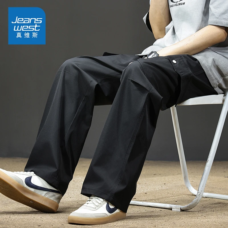 Jeanswest/真维斯夏季潮流工装休闲裤男士高街宽松百搭垂感直筒裤