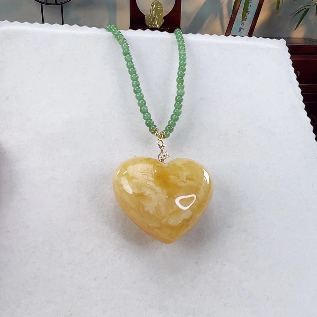蜜蜡颈饰18K金镶嵌蜜蜡