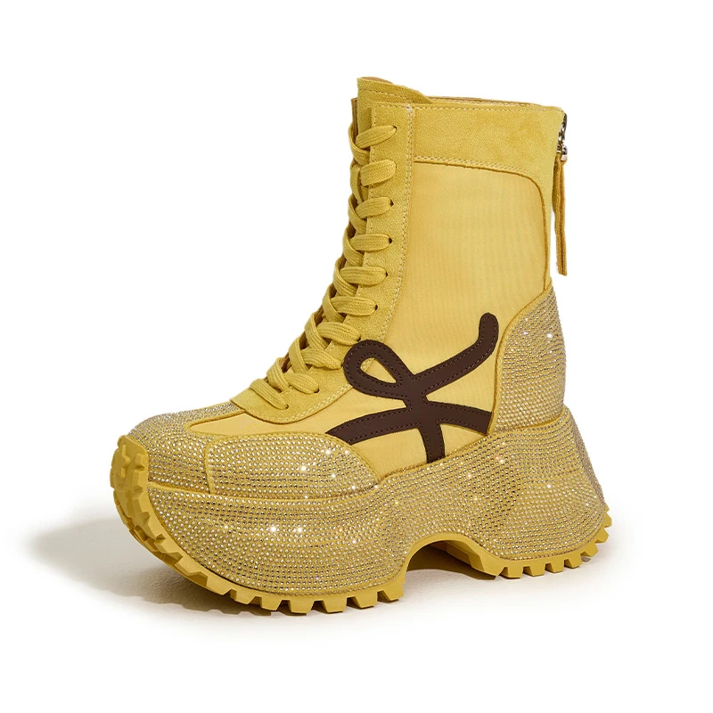 满钻高帮鞋女2025新款秋季厚底爆款百搭休闲舒适时尚潮流