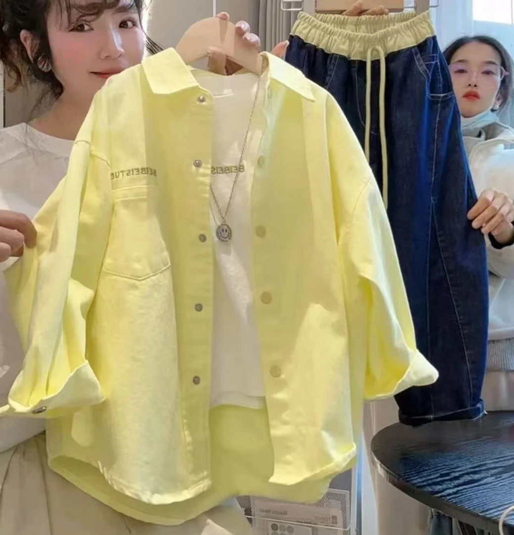（芝士奶黄）春季衬衫长袖春秋2025新款中大童洋气时髦春装
