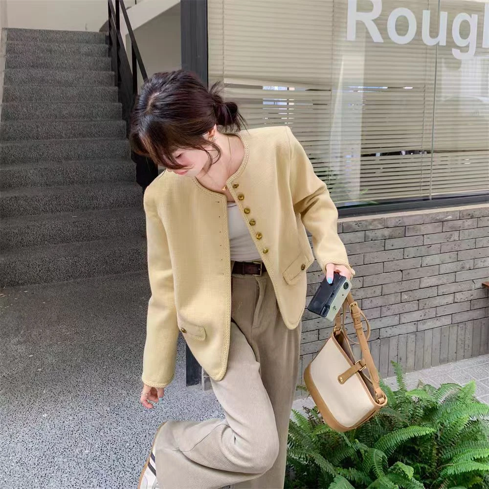 【清货+运费险】女秋季圆领小香风短外套洋气小个子休闲韩系