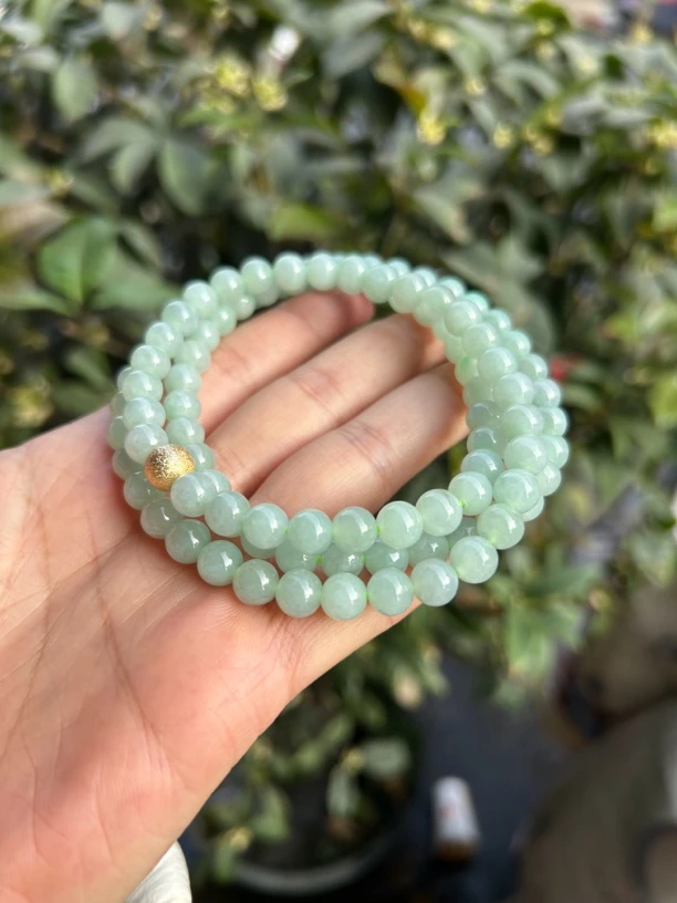 翡翠7mm甜果绿色珠串项链手串款两用款