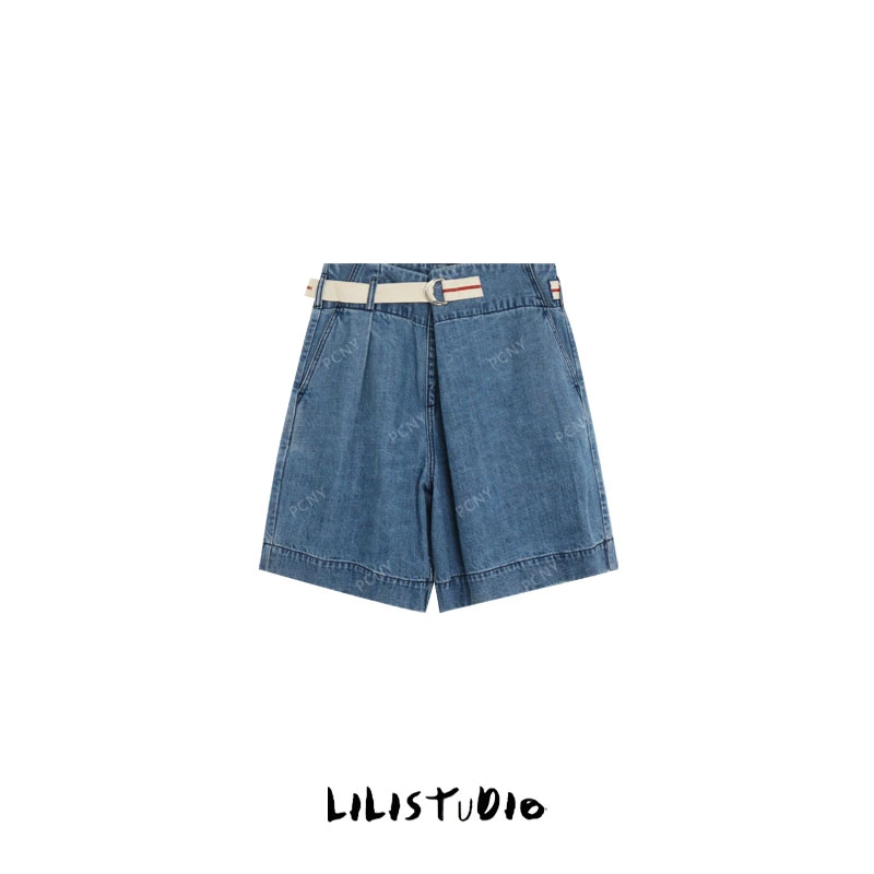 PCNY「蔚蓝记忆」不理理夏季新款小众女装休闲宽松直筒百搭牛仔短裤