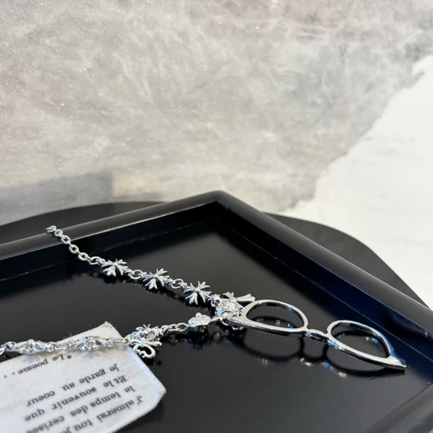 铜合金项链 眼镜十字鸢尾毛衣链XL3390