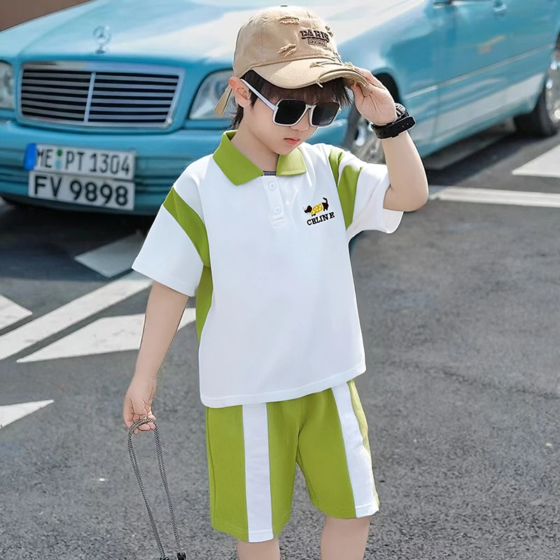 夏装潮牌童装男女儿童新款洋气短袖套装帅气夏季两件套休闲男童