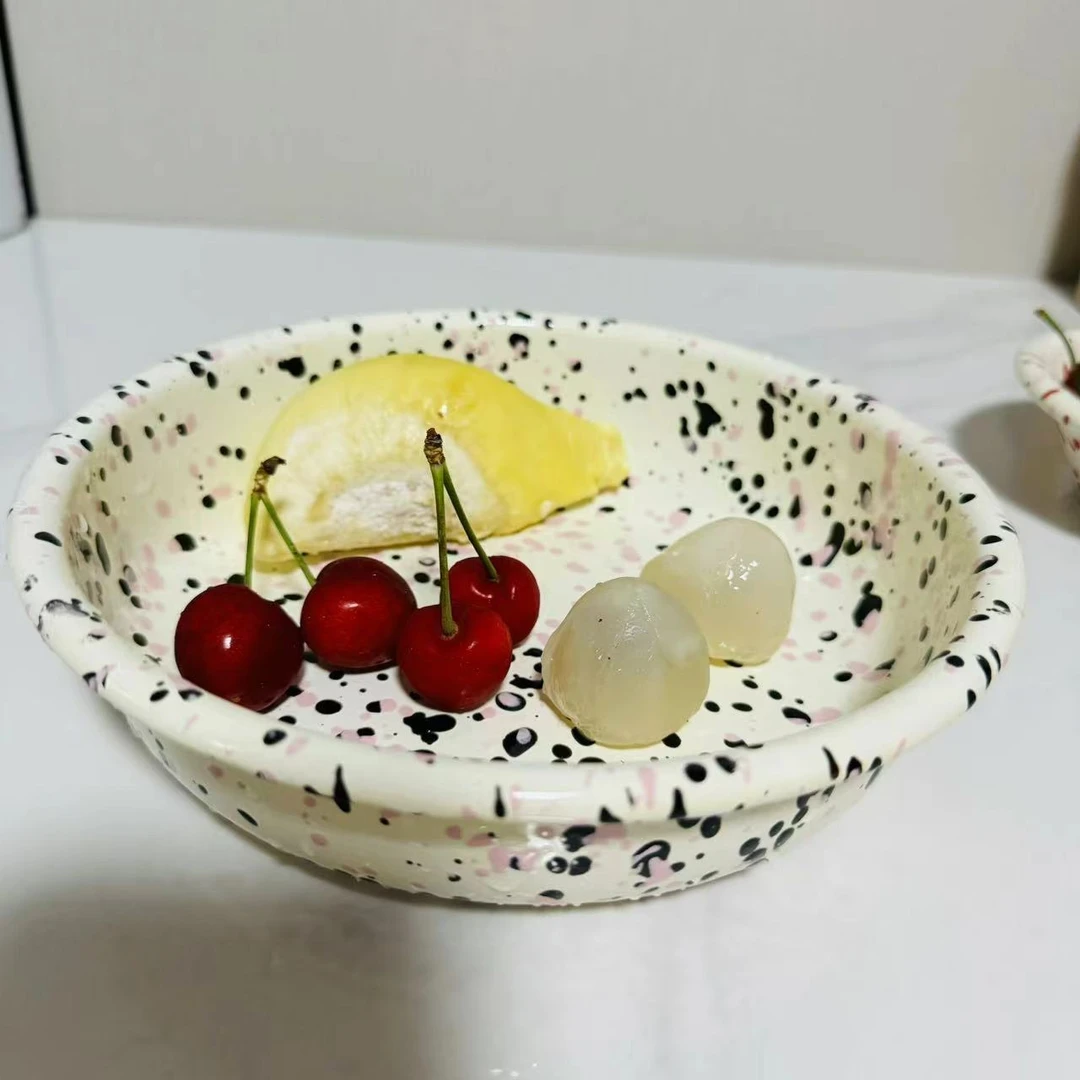 【拍一发二】黑粉  内外泼墨  升级珐琅搪瓷盘 烤盘 甜品盘