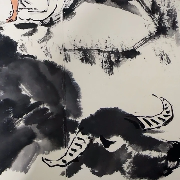 绘画江**哥牧牛图,精品挂画