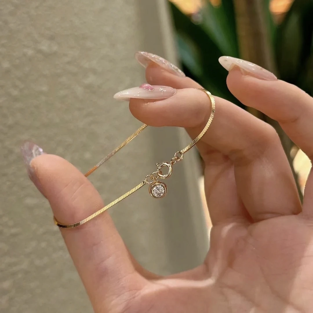 钛钢手链 轻奢高级感镶泡泡手链简约气质蛇骨手链J004