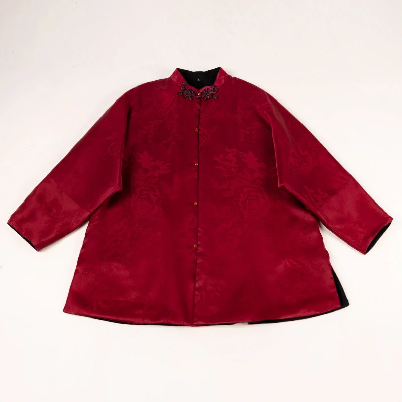 【红颜洒】中式复古秋冬气质百搭双面穿中长款中国风香云纱上衣