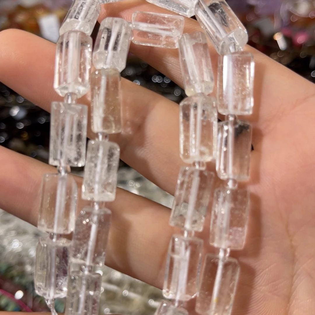 紫晶珠宝半成品银S925镶嵌白水晶直管