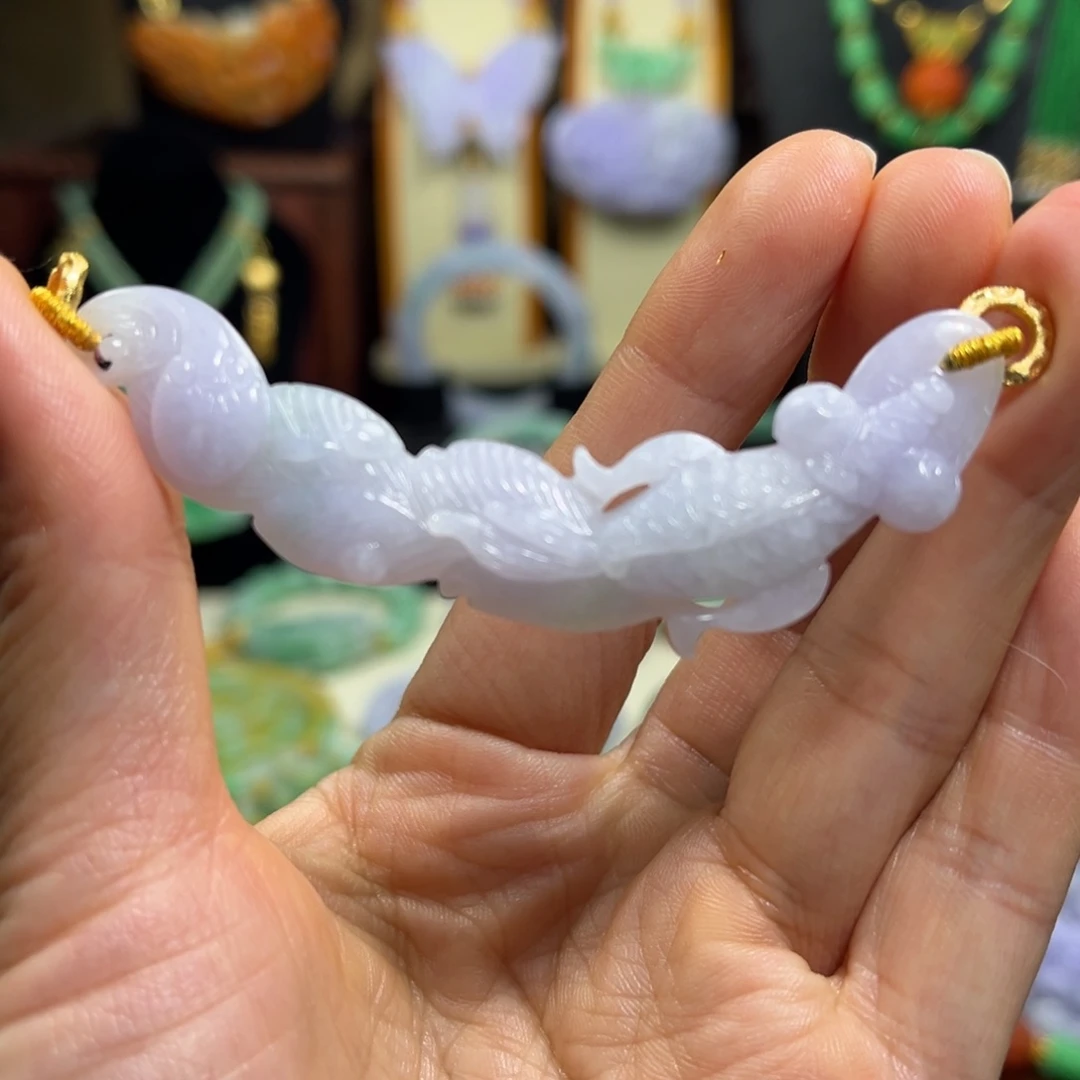 翡翠未镶嵌颈饰天然翡翠锦鲤