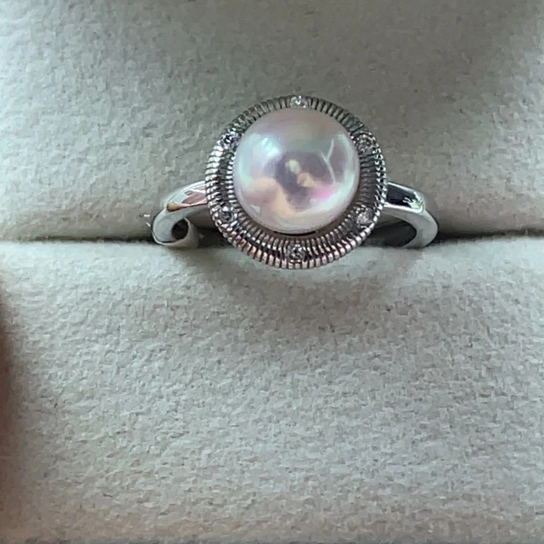 银S925镶嵌戒指海水珍珠