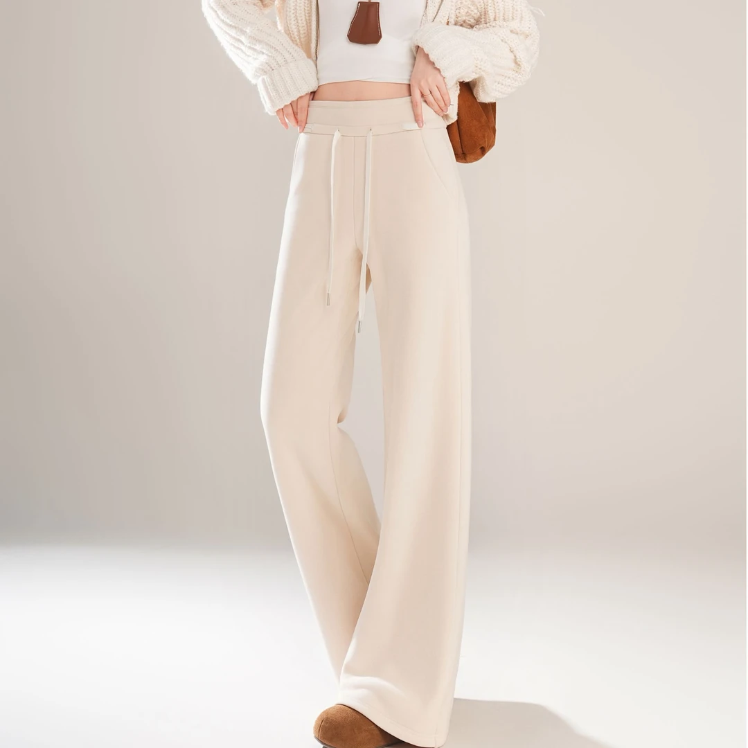 高奢定制~内里无缝包边！LU家同款羊毛蚕丝窄版阔腿裤！XX1210