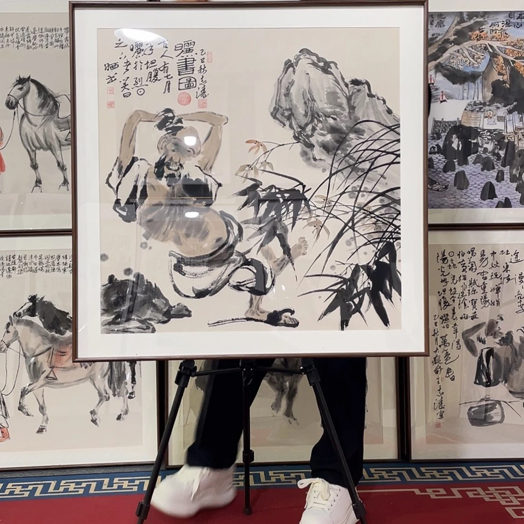 国画手绘画作品带框80/80