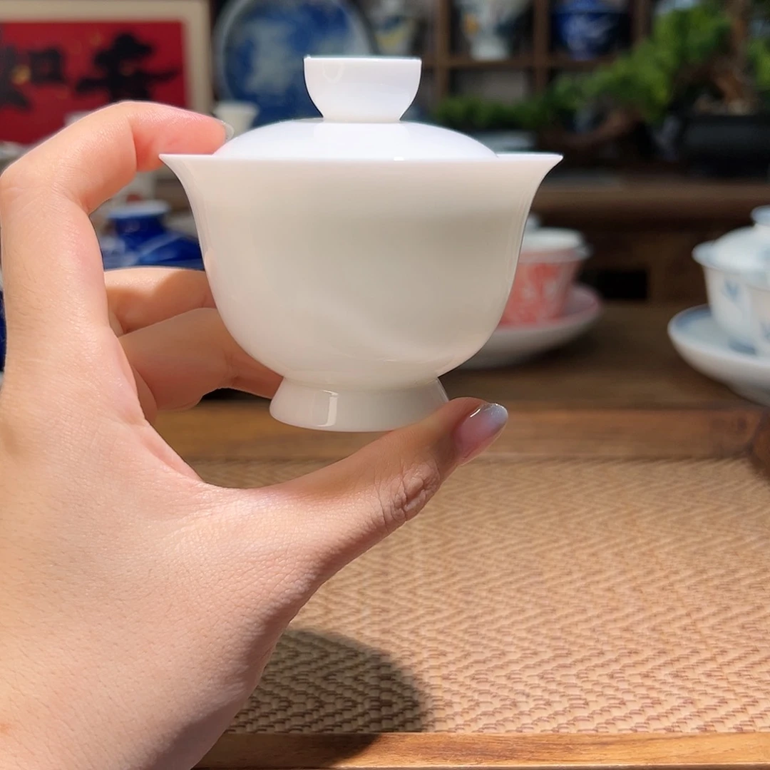 【闪购商品】纯白 盖碗。