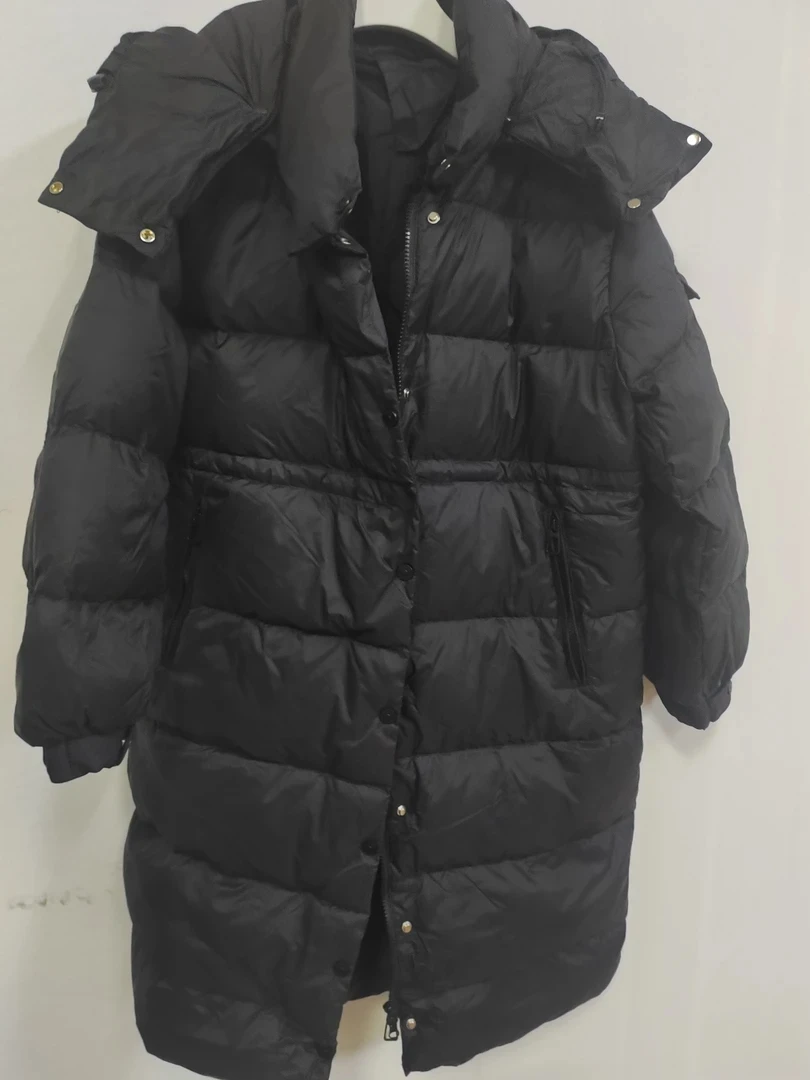 清货M家同款帽子可拆羽绒服中长款单色