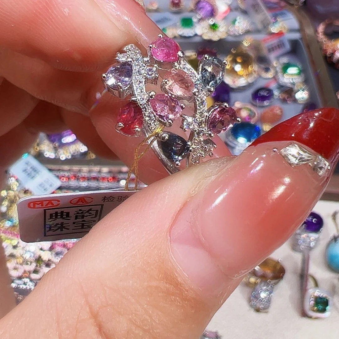 银S925镶嵌尖晶石珠宝半成品