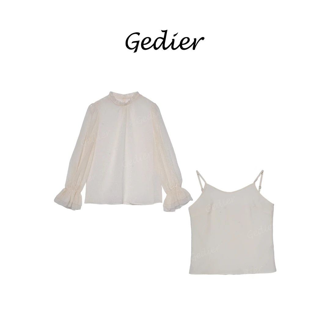 【歌蒂尔Gedier】2025春款欧若风吊带背心配长袖衬衫 CG510603Y