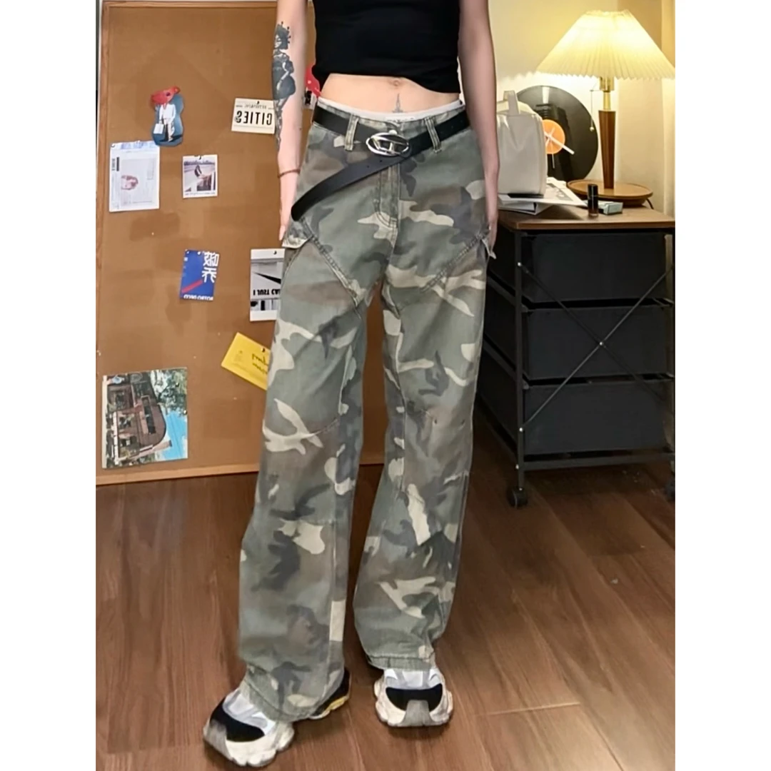 斜袋迷彩工装裤cleanfit美式宽松直筒裤痞帅情侣休闲裤潮GT0927