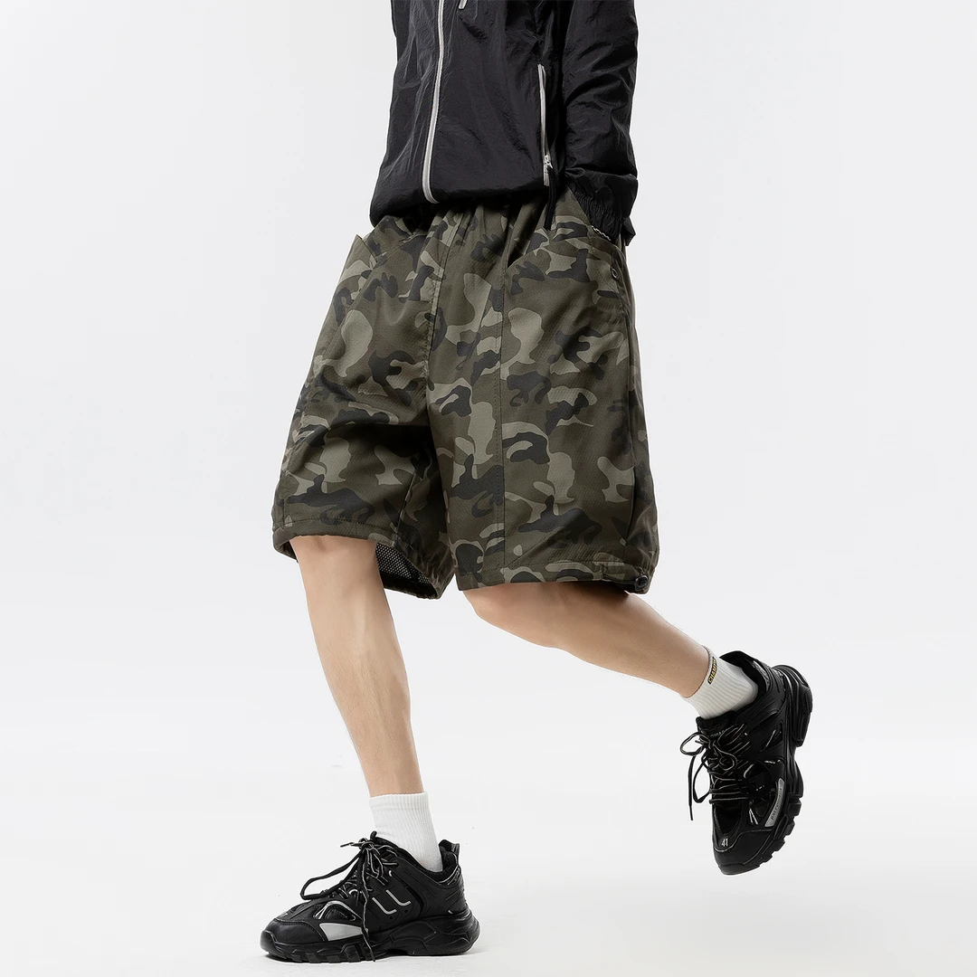 V37 大口袋迷彩工装短裤男款2025夏季新款穿搭裤子美式直筒五分裤
