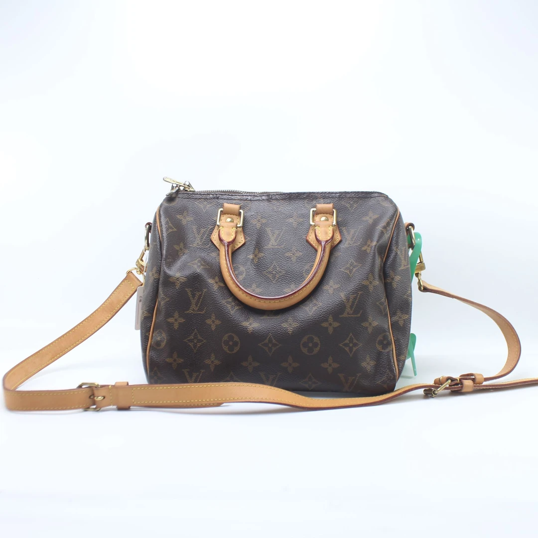 90新 LouisVuitton/路易威登 MB2114老花Speedy25肩带款枕头包