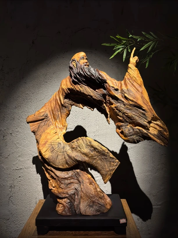 木根雕工艺品摆件〔老子•洞察天机•香樟木〕非遗技艺手工雕刻精雕作