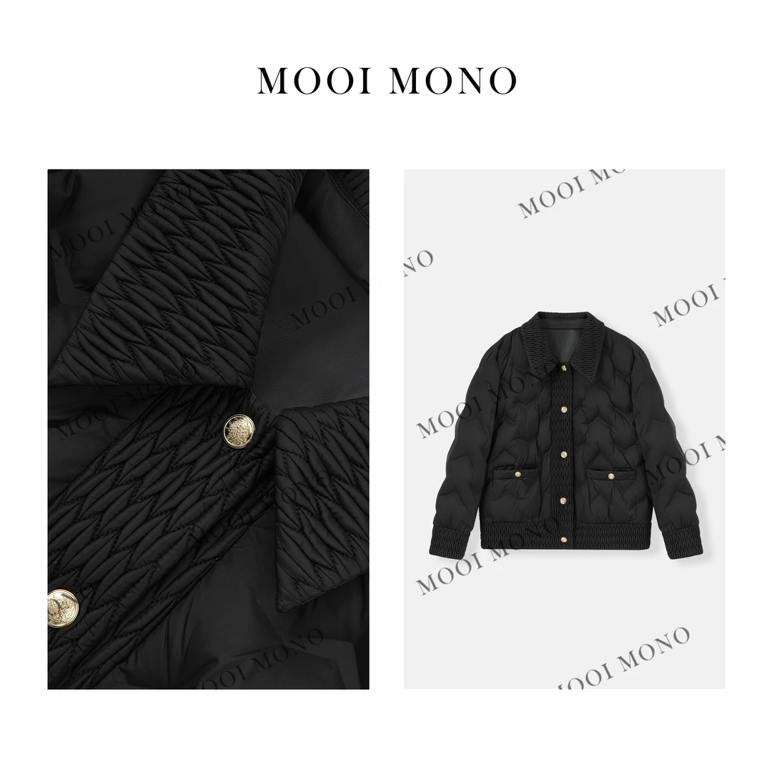 MOOI MONO"眷温" 显瘦冬季小香风拼接压胶加厚保暖羽绒服 Y001D44
