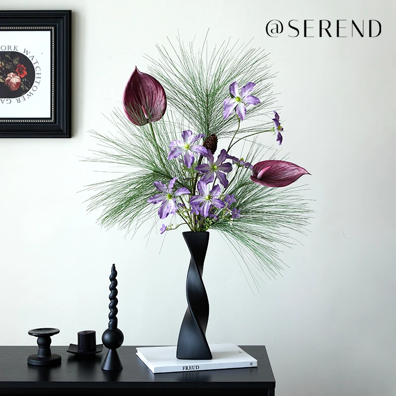 放轻松紫定行花束高级感设计师款飞燕草手扎花束防干花仿真花绢花
