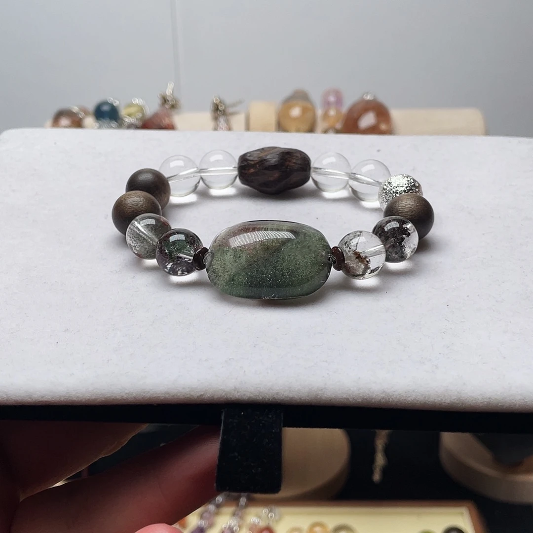 未镶嵌烟晶手链绿幽灵白水手串