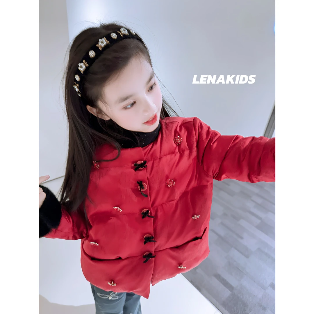 Lenakids【现货】年款·重工盘扣提花·新国标90白鸭绒羽绒服24122903