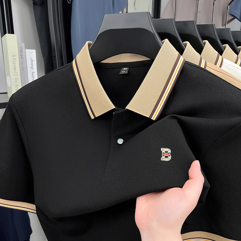 夏季新款专柜奢品巴家短袖男士POLO衫高档商务潮流百搭半袖T恤男