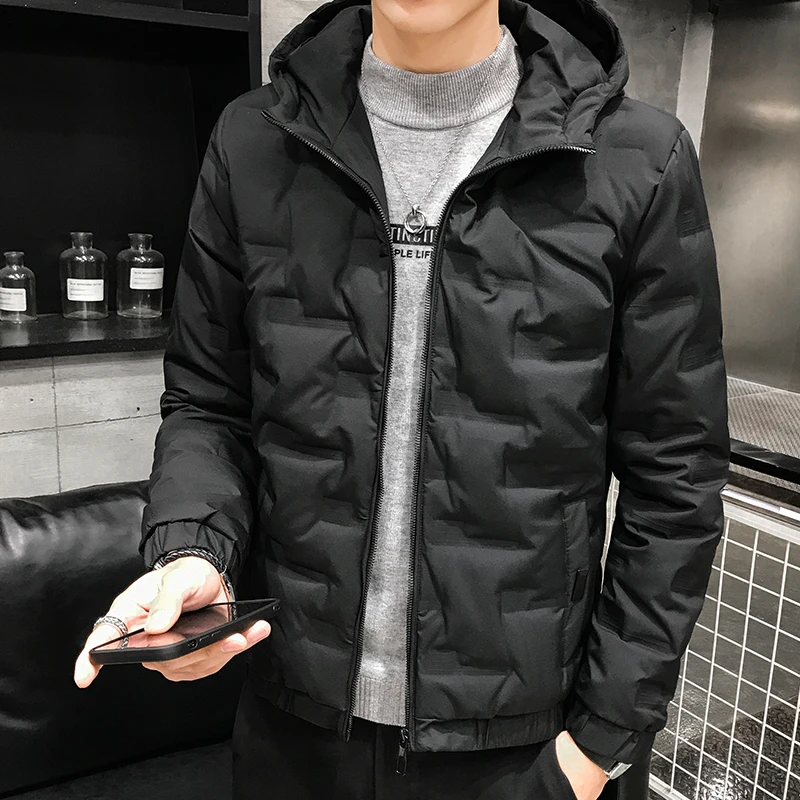 羽绒服男冬季新款潮牌轻薄短款保暖加厚白鸭绒连帽外套冬装棉袄子