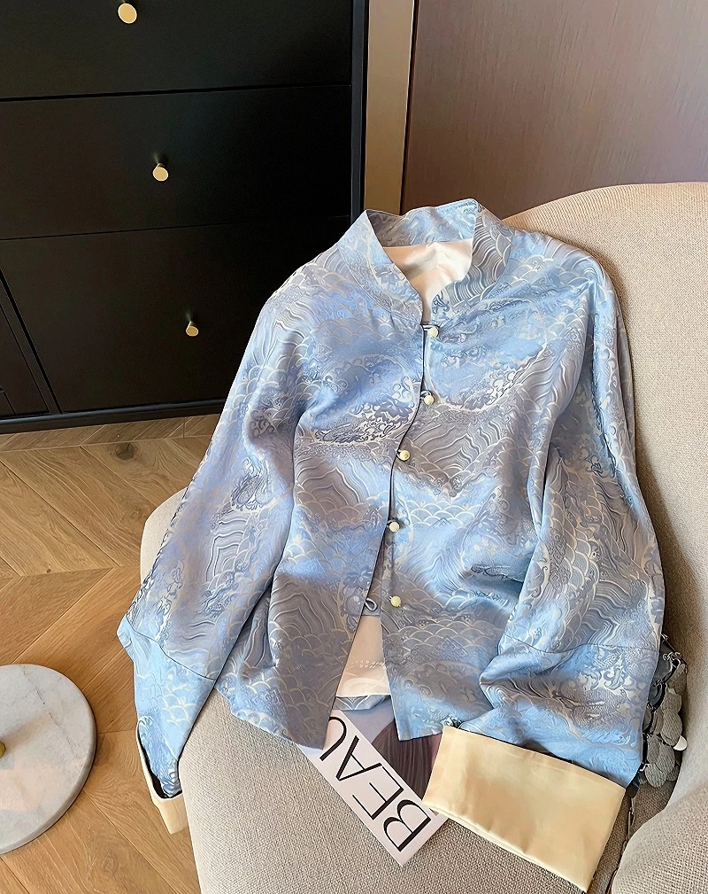 【如澜】国风缂丝提花复古高级感改良唐装禅意外套20247752-沐沐