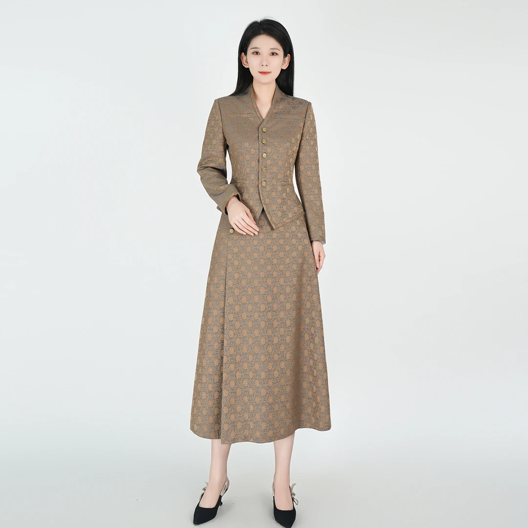 【羊毛宋锦】收腰秋季显瘦穿搭通勤秋旭套装HCSS050855+HCSS050856