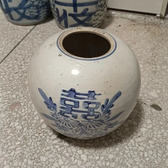 摆件双双双喜临门罐罐摆件青花陶瓷摆件青花