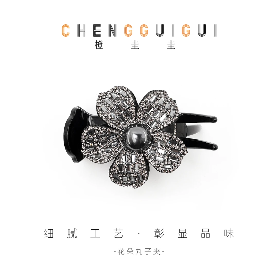 花朵简约丸子夹日常百搭气质手工发夹精致优雅马尾夹轻奢原创发饰