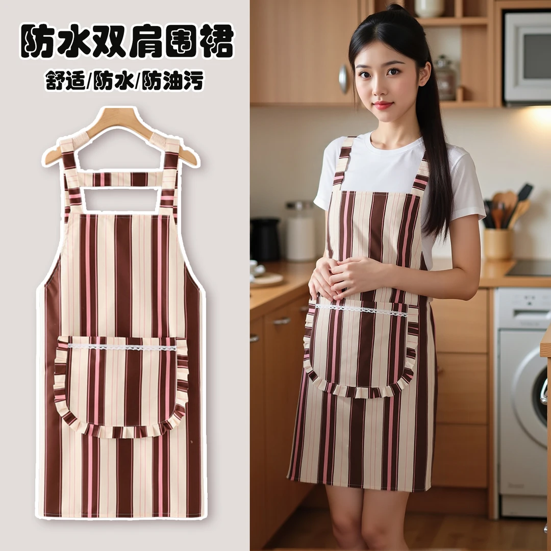 美甲围裙厨房家用2025新款超市工作服女餐饮上防防水防油掉皮围裙