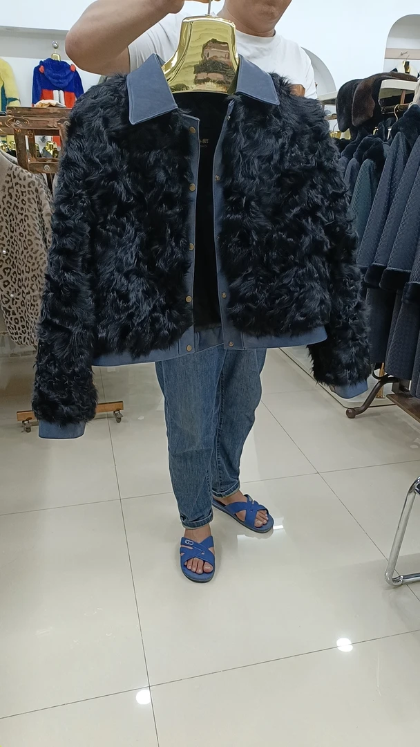 保暖短外套长袖休闲时尚黑色翻领拼接加厚厚款冬季