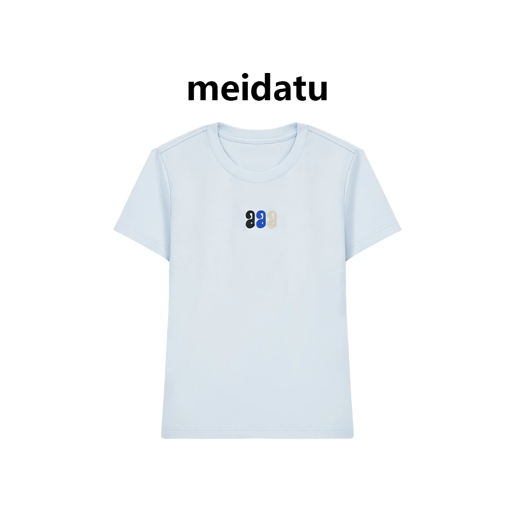 美哒兔（早春随搭）彩色绣花小版短袖（高个子版)CAD16-1