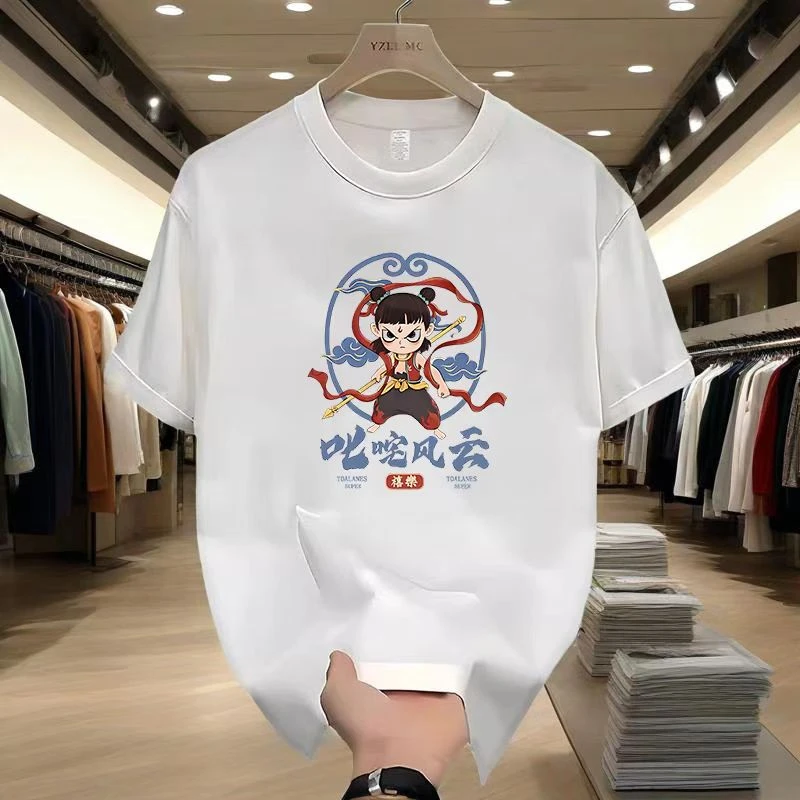 《哪吒2》纯棉短袖T恤半袖大图案男女同款情侣亲子装夏季动漫印花